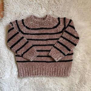 Rylee + Cru Striped Chenille Sweater - Black and Brown
